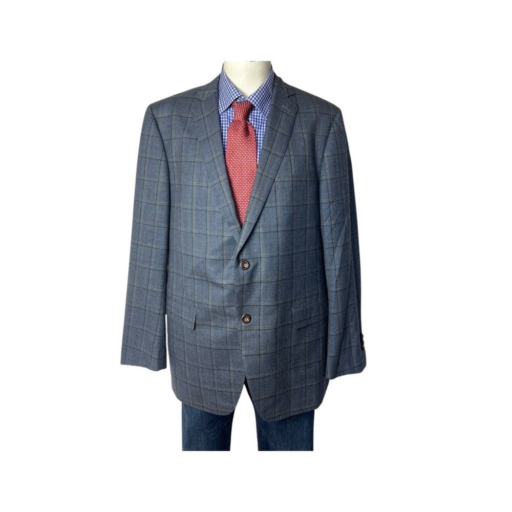 Trunk Club Sport Coat Jacket BESPOKE Wool Windowpane Working cuff Men's 44L